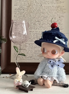 嘎子姐奶蓝色穿搭毛绒衣服冬季zsiga姜饼人娃衣裙子帽子套装超萌