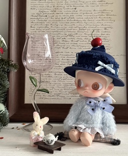 嘎子姐奶蓝色穿搭毛绒衣服冬季 超萌 zsiga姜饼人娃衣裙子帽子套装