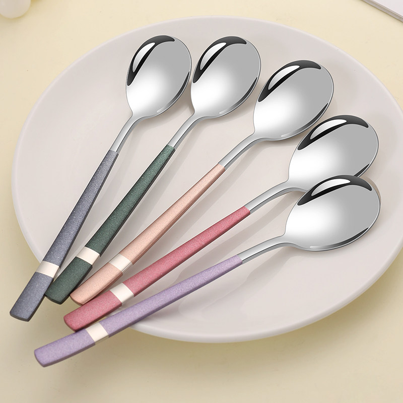 316L不锈钢勺子家用食品级高颜值长柄汤勺儿童个人专用吃饭勺汤匙