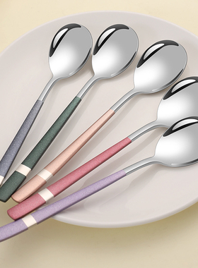 316L不锈钢勺子家用食品级高颜值长柄汤勺儿童个人专用吃饭勺汤匙