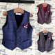 男童格子马甲加厚儿童马夹秋冬款 男孩花童加绒坎肩背心英伦风 韩版