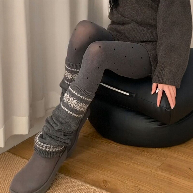 适用冬天袜子女款秋冬堆堆袜套配雪地靴长筒袜显S瘦保暖腿套费尔