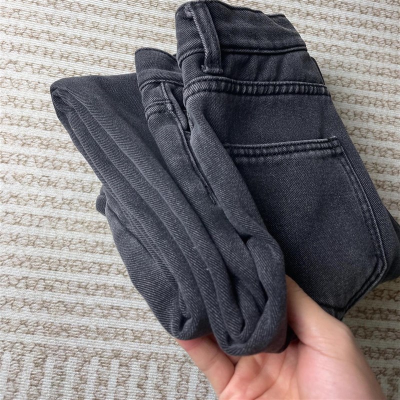 适用黑灰色加绒加厚阔o腿牛仔裤女秋冬新款美式水洗高腰显瘦垂感
