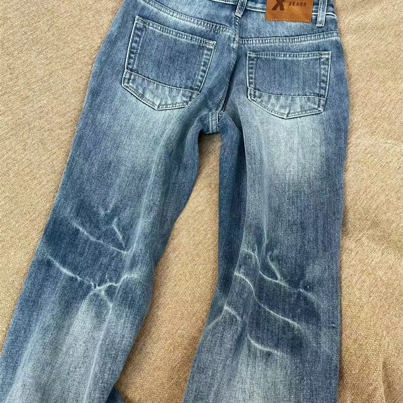 适用不贴腿微喇牛仔l裤女秋冬加绒加厚胖妹妹mm宽松梨型身材美式