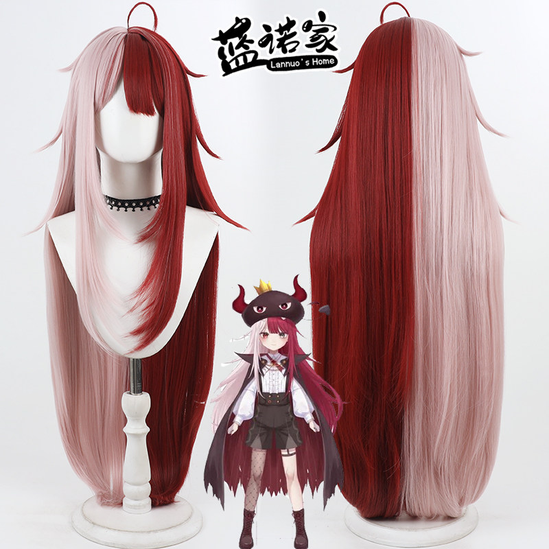 【云容】虚拟主播 恶魔黑桃阿久比cos假发 仿真头皮 双色拼接