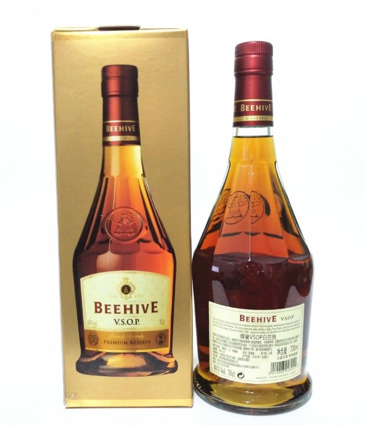 蜂巢vsop白兰地法国原装进口洋酒beehivebrandy 700ml烈酒带盒