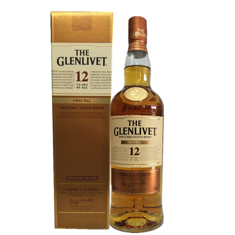 格兰威特12年陈酿单一麦芽苏格兰威士忌英国原装进口 洋酒 700ml