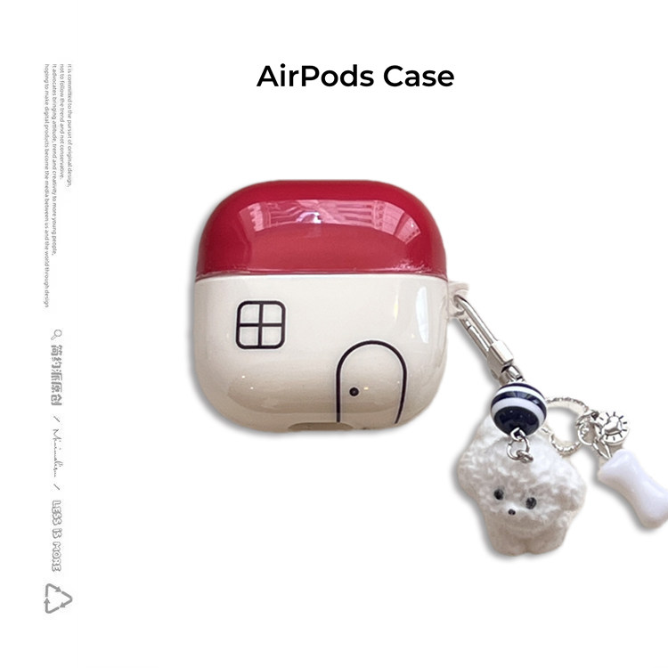 简约派适用imd线条房子小狗airpods4保护套airpod3苹果pro2耳机壳二代无线蓝牙三代1代华为freebudsSE2盒6i女