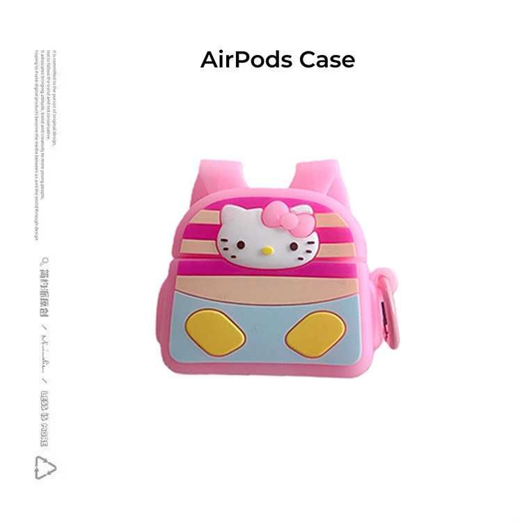 简约派适用硅胶kitty书包粉airpods4保护套airpod3苹果pro2耳机壳二代无线蓝牙1第三代2代airpodpro四可爱4女