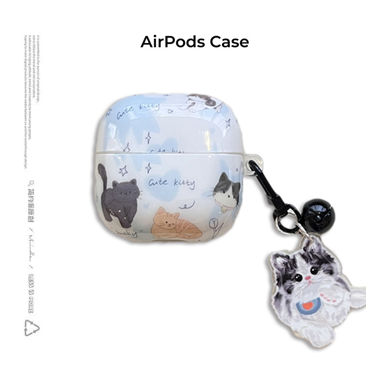 壳代表适用imd蓝晕染插画猫咪airpods4保护套airpod3苹果pro2耳机壳二代无线蓝牙三代1代华为freebudsSE2盒6i