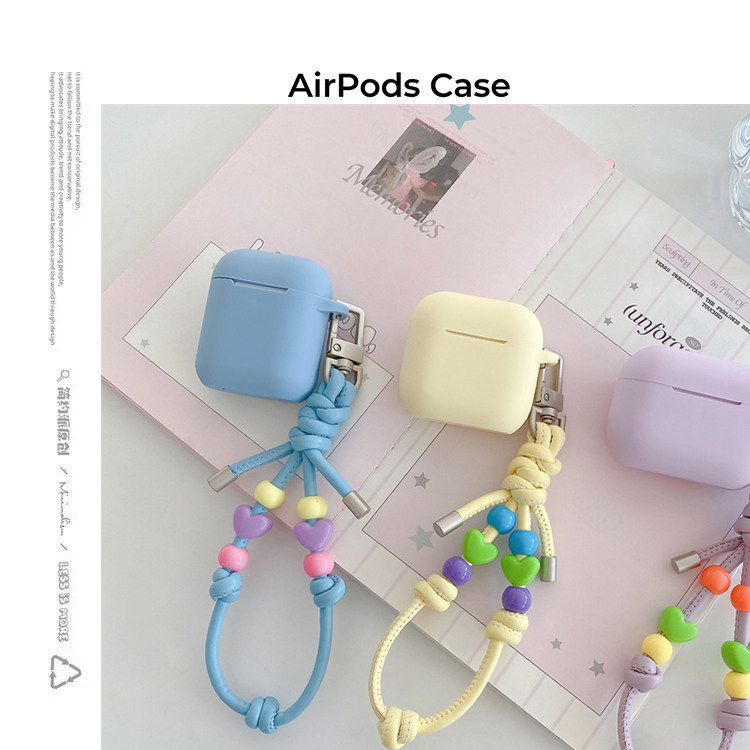 简约派适用硅胶纯色airpods4保护套airpod3苹果pro2耳机壳二代无线蓝牙1第三代airpodpro四可爱绳子创意卡通4