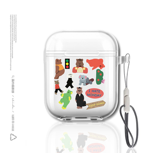 简约派适用彩色小熊苹果airpods4保护套耳机新款pro二代第三代3蓝牙一四壳pod降噪盒apro2壳小米华为freebuds
