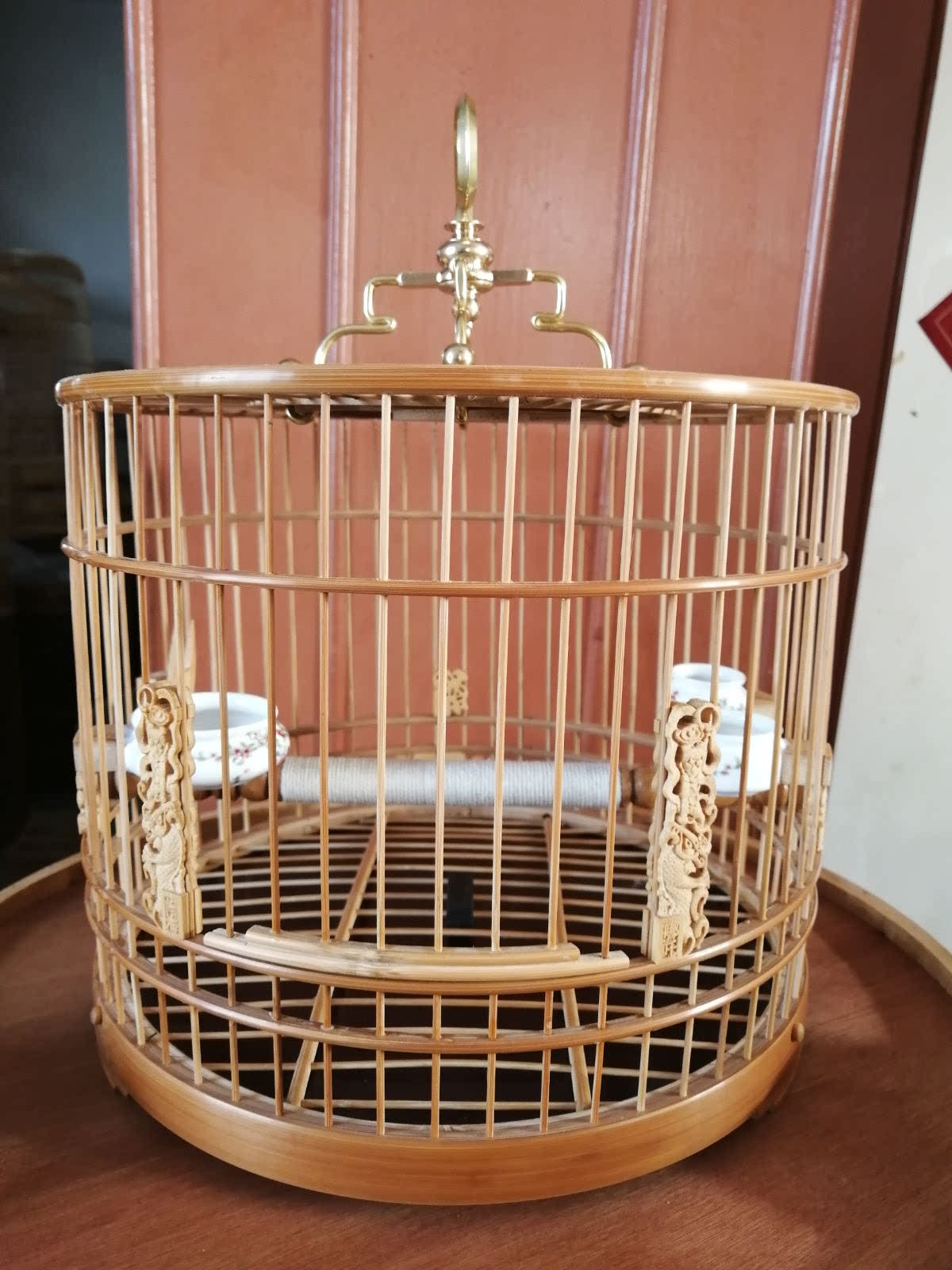 邢氏鸟具用品靛颏鸟笼  金青鸟笼  贝子鸟笼玉鸟笼老竹抛光鸟笼