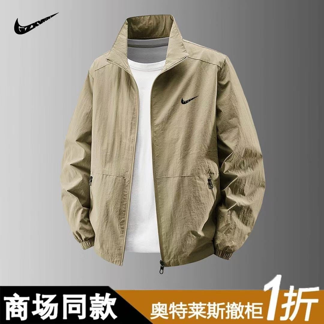 官方正品2025秋冬季薄款宽松大码运动风衣休闲百搭立领夹克男