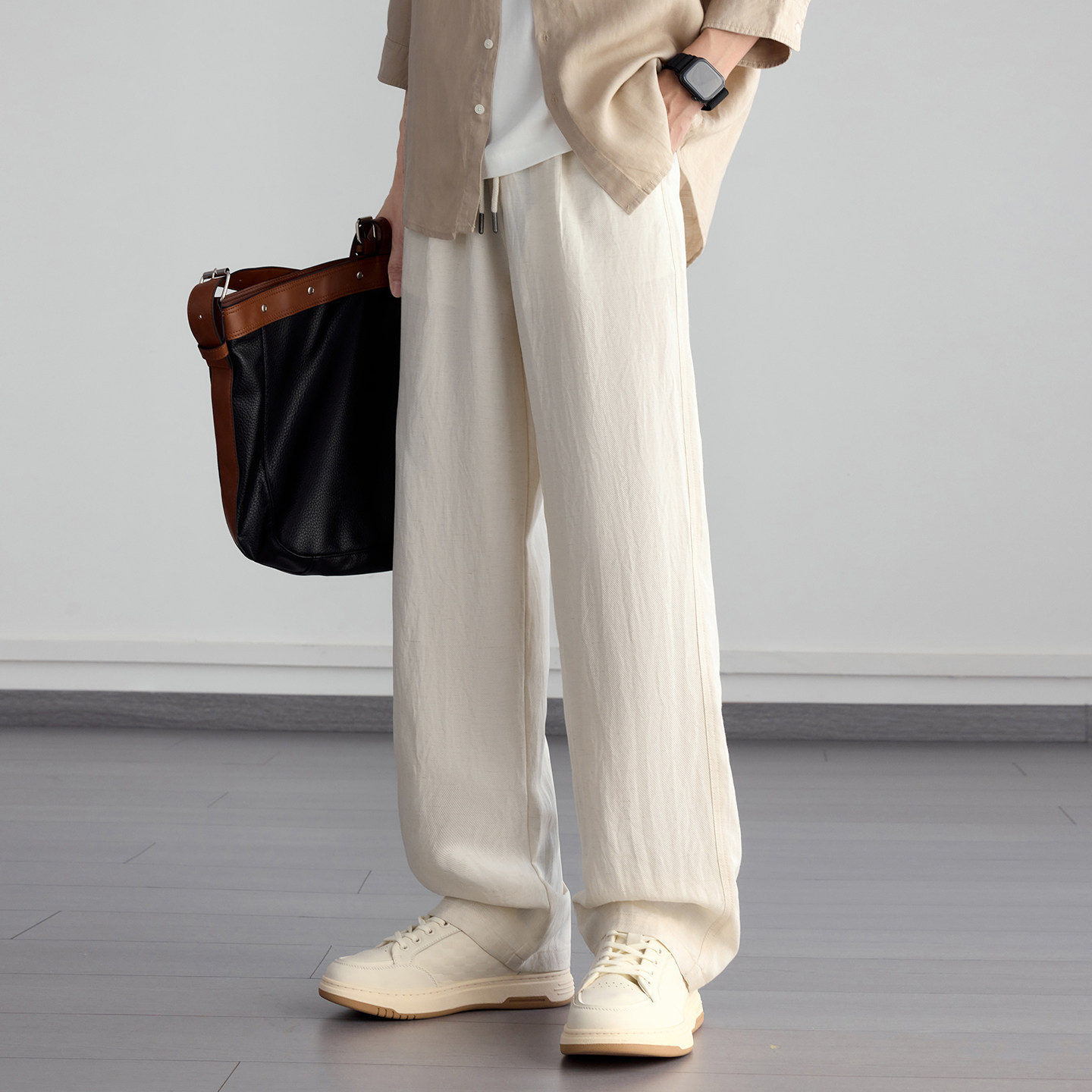 轻奢天丝莱赛尔休闲裤男士2026春夏季新款宽松简约百搭通勤风裤子