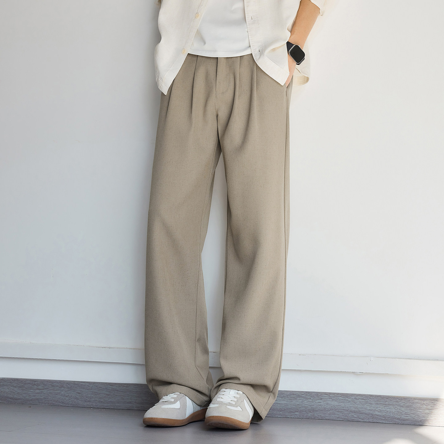 易打理抗皱免烫休闲裤男士百搭垂感西裤2026春夏新款宽松通勤裤子