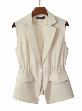 2024春秋季新款韩版西装马夹坎肩女收腰显瘦时尚百搭短款马甲开衫