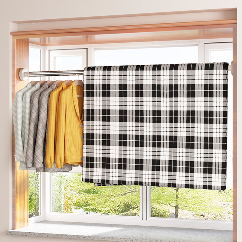 【不锈钢免打孔】伸缩晾衣杆