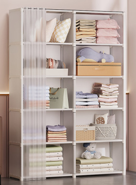 简易衣柜家用卧室出租房布衣柜布套结实耐用钢架结构加粗加固组装