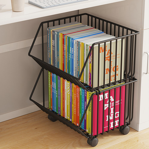 书桌旁小书架可移动带轮