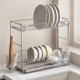 懒角落不锈钢双层碗盘架家用厨房厨具置物架筷子收纳筒台面整理架