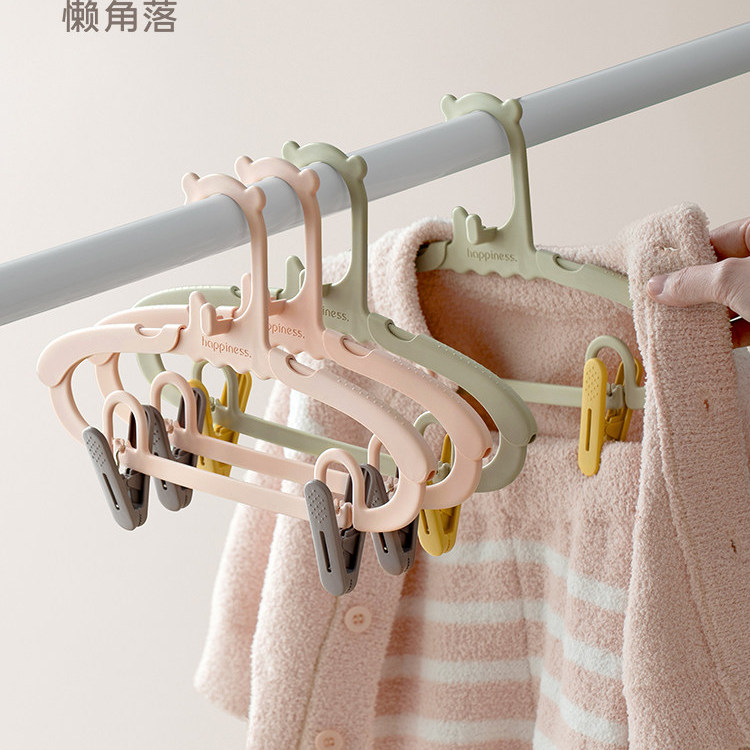 懒角落儿童夹子无痕伸缩衣架图片