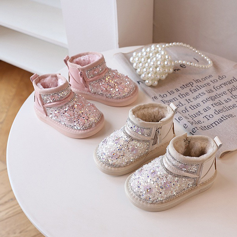 书萌女宝宝雪地靴2024冬季软底防滑女小童水钻公主靴加绒保暖棉鞋,童鞋/婴儿鞋/亲子鞋,雪地靴,淘宝优惠券,粉丝福利购,淘宝优惠卷