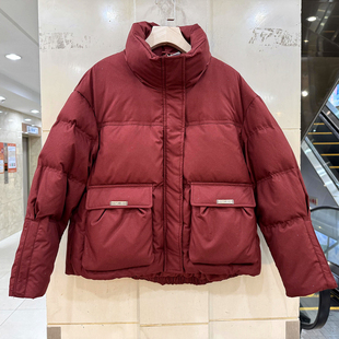 满天星亮丝大口袋领休闲减龄短装 鑫雨2025B 束口袖 时尚 羽绒服