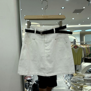 YINUOBAILI 25823 腰带高腰铆钉设计感防走光半身裙短裙欧货夏装