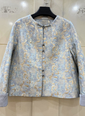 OSY-26A6109 珍珠盘扣圆领扎染烫钻花落肩袖休闲短装外套春装2026