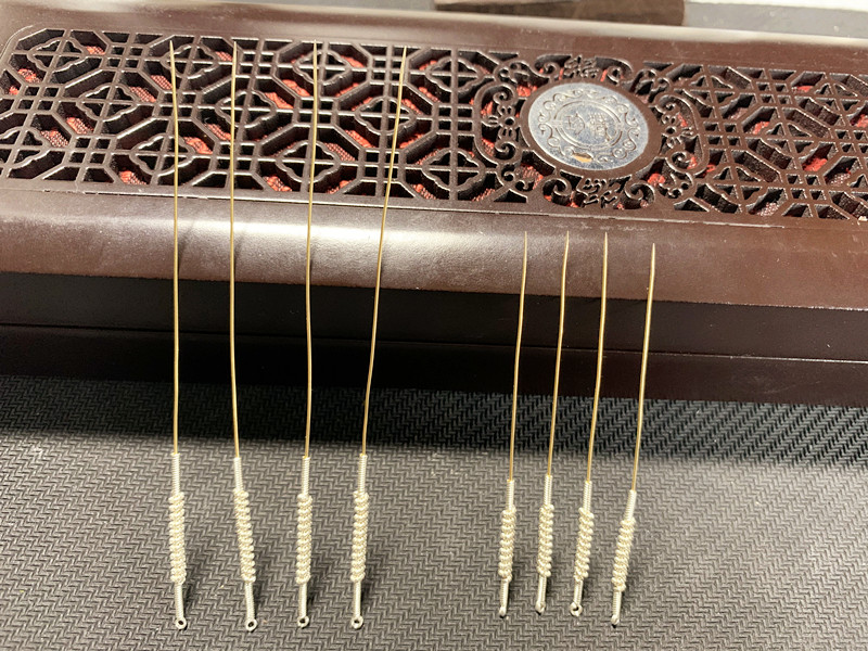 手工金针制作  手工盘龙手柄 18k黄金针身 1寸--6寸金质针