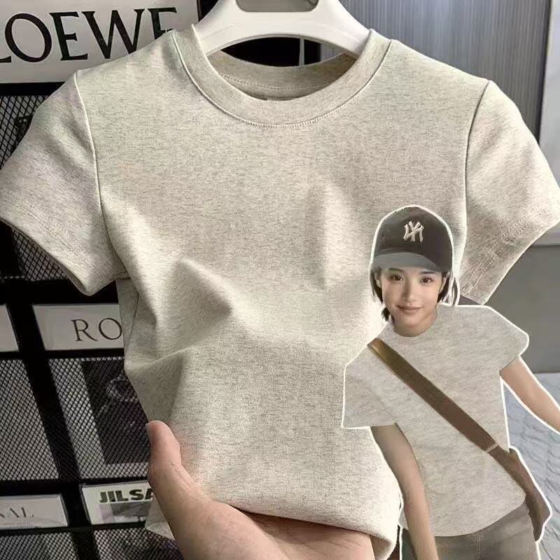 白色正肩短袖t恤女2026夏季新款收腰显瘦短款上衣H巨好看掐腰辣妹