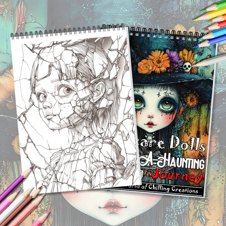 成人减压恐怖娃娃系列创意涂鸦绘画本填色着色大人休闲放松涂色书