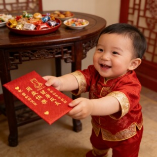 2026新年宝宝周岁满月红包袋定制高档布艺绣字生肖卡通压岁钱利是