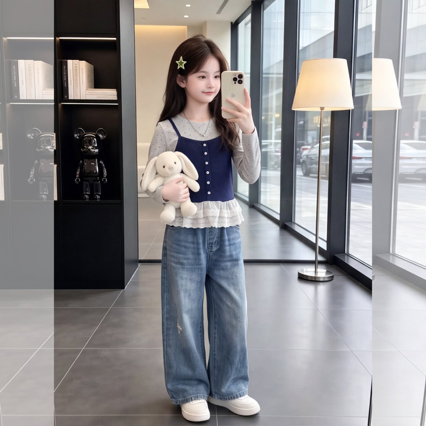 女童春秋韩系针织马甲阔腿两件套