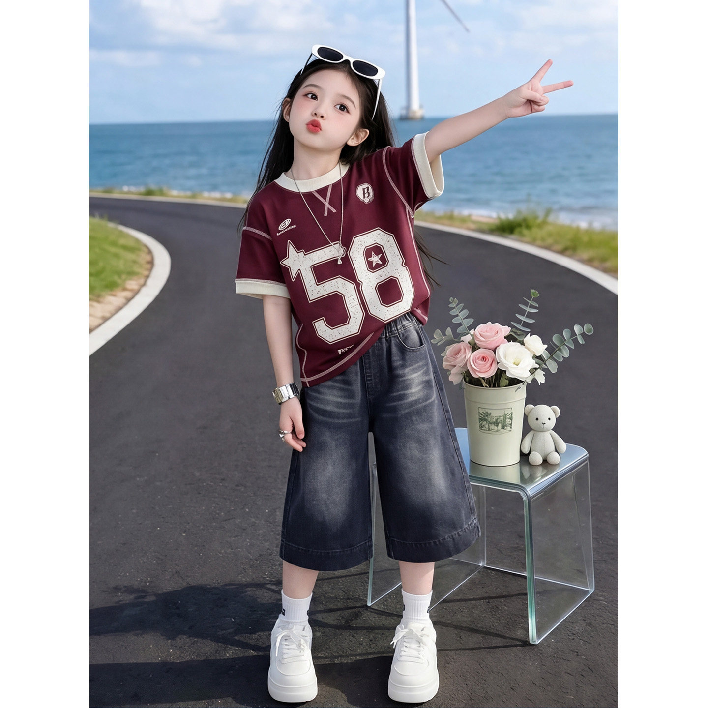 女童套装2026夏季新款美式复古