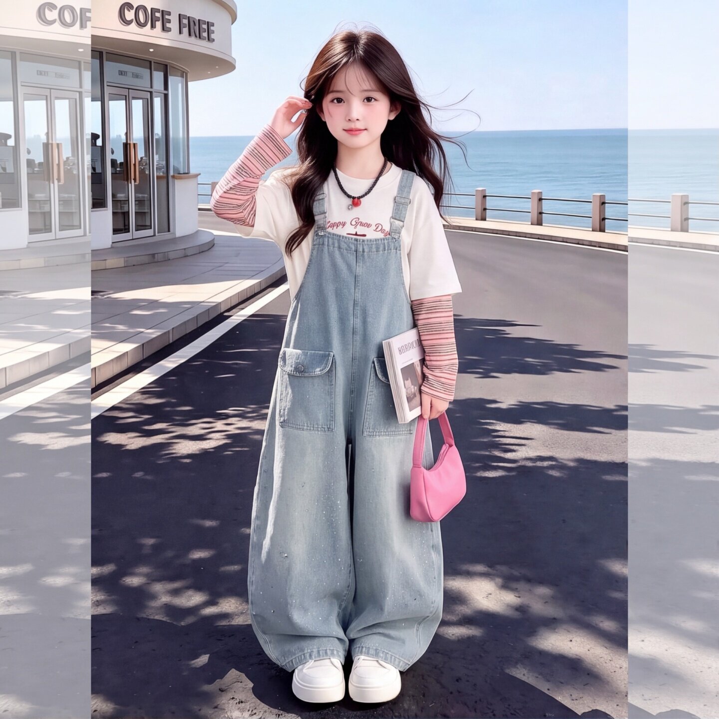 女童牛仔背带裤套装2026新款儿童