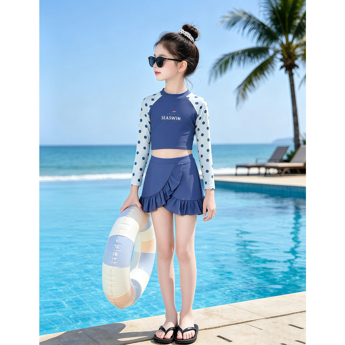 泳衣女儿童夏装2026新款儿童夏季高颜值分体游泳衣女大童泳装裙子