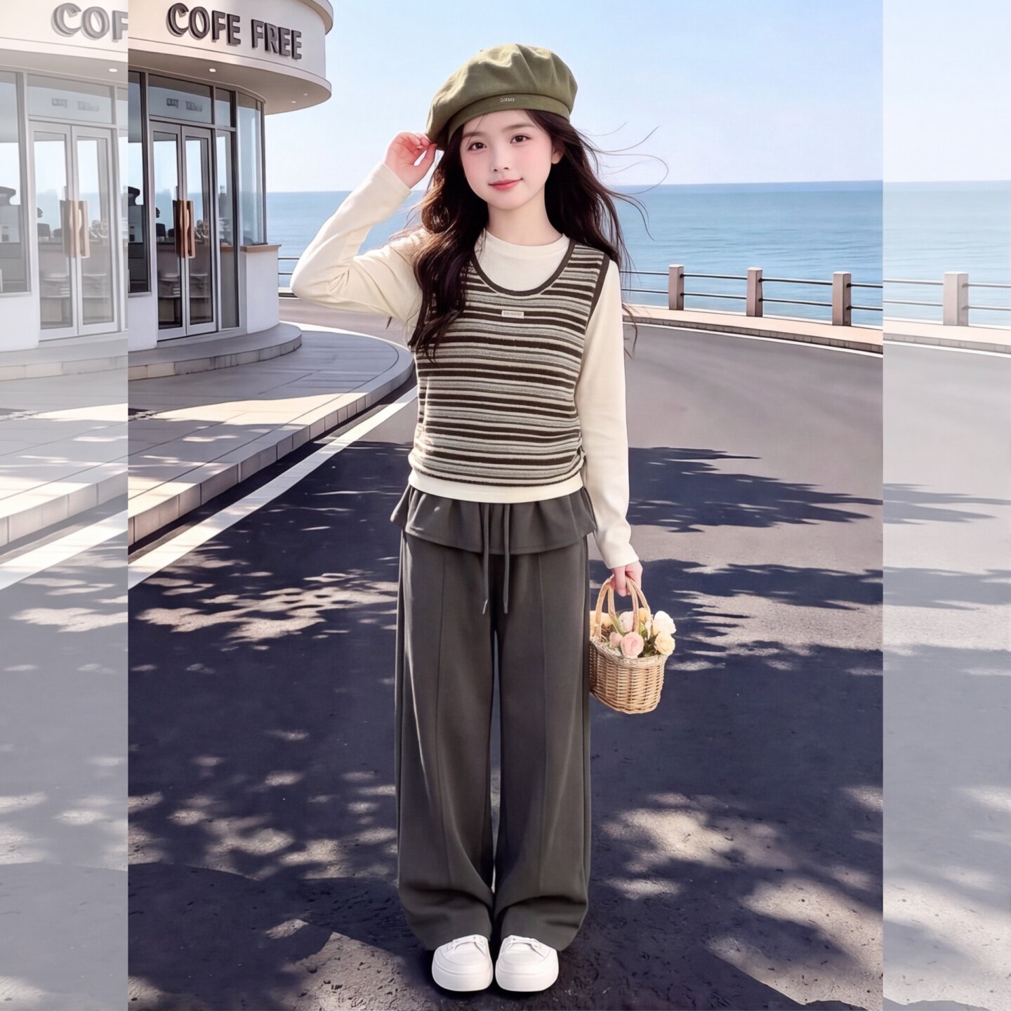 女童秋季甜美马甲套装2026新款洋