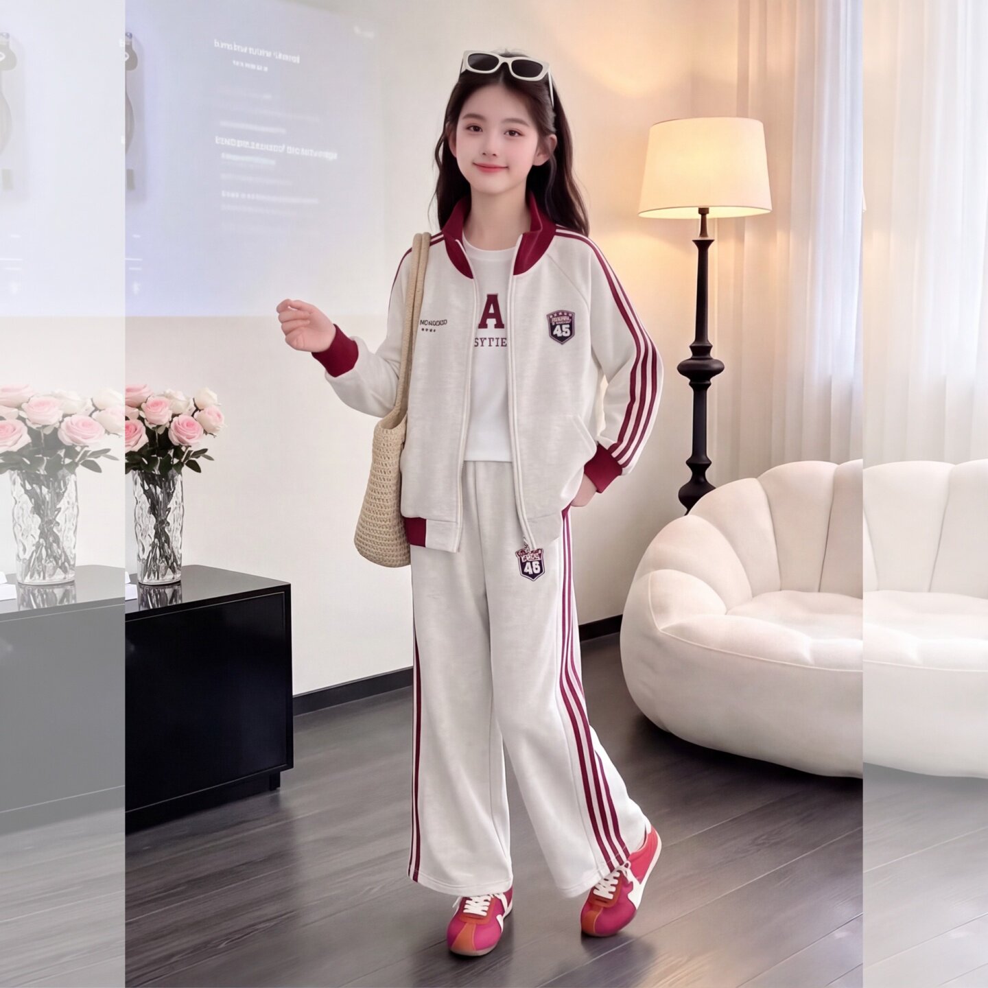 女童卡通外套卫裤套装2026新款秋