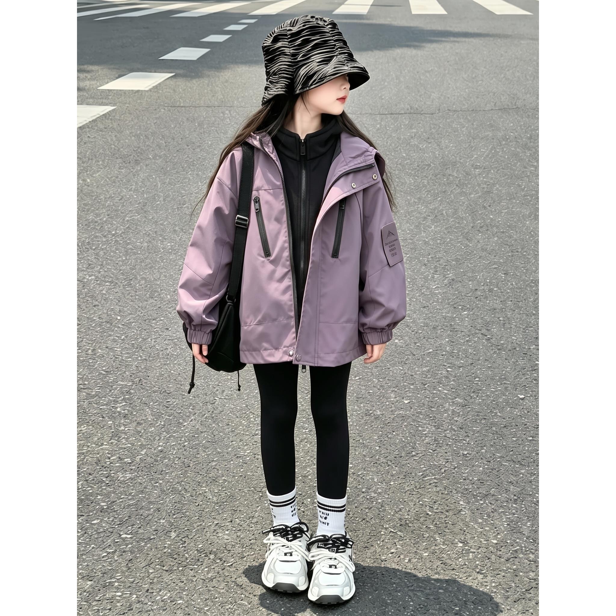 女童外套春秋款单外套2026新款女孩秋季防风大童韩系冲锋衣巨好看