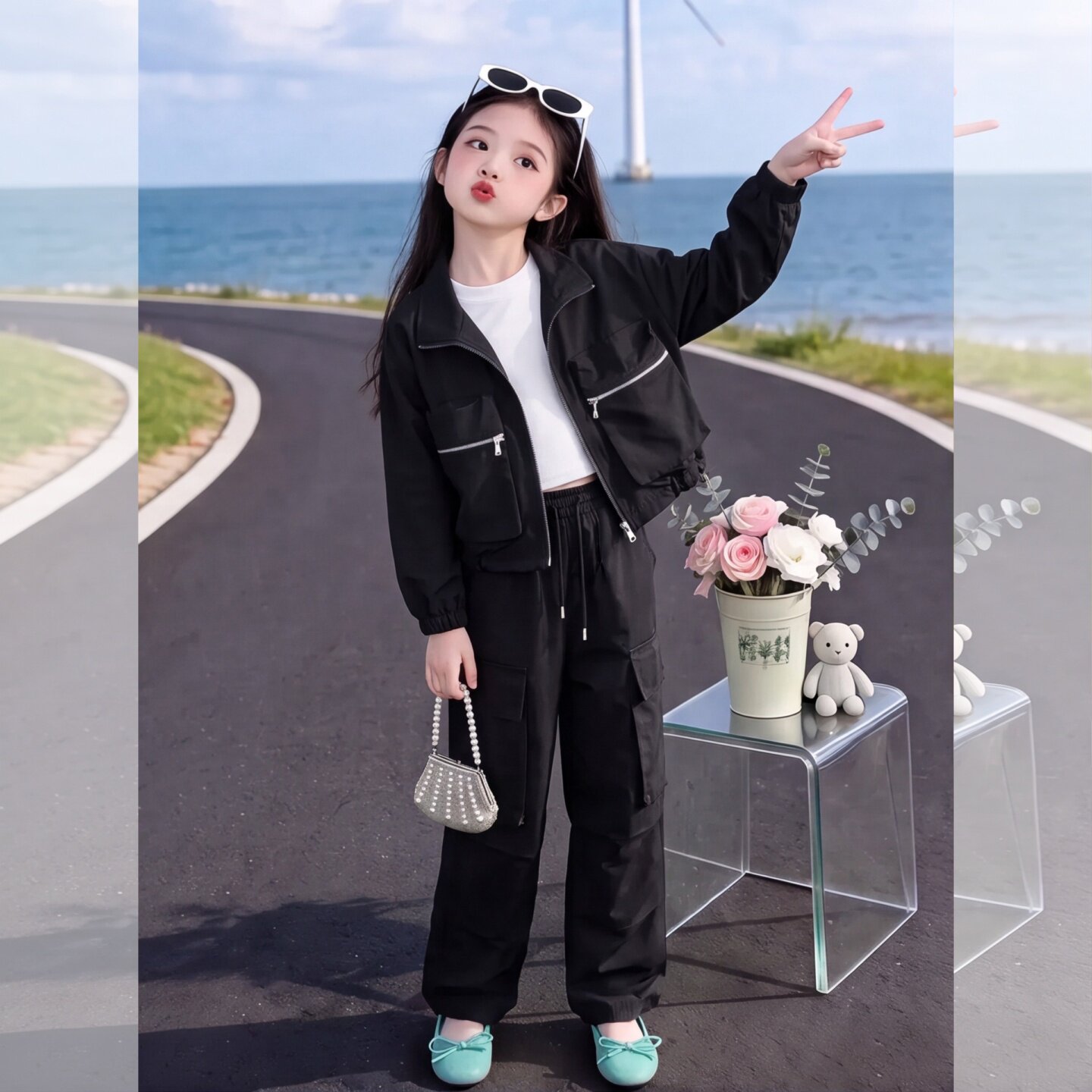 女童休闲工装套装2026秋季新款女