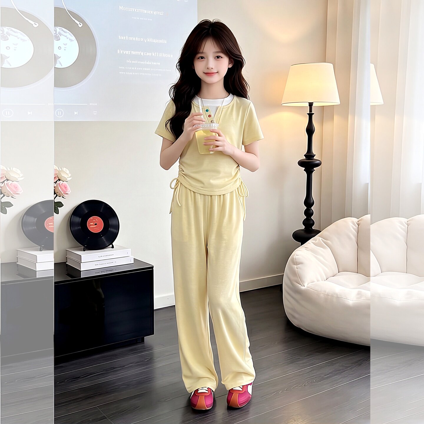 女童夏季短袖套装2026新款洋气中大儿童夏装休闲阔腿裤夏款两件套