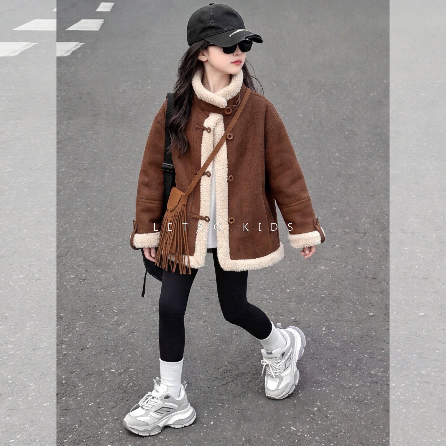 女童秋冬皮毛一体加厚保暖外套