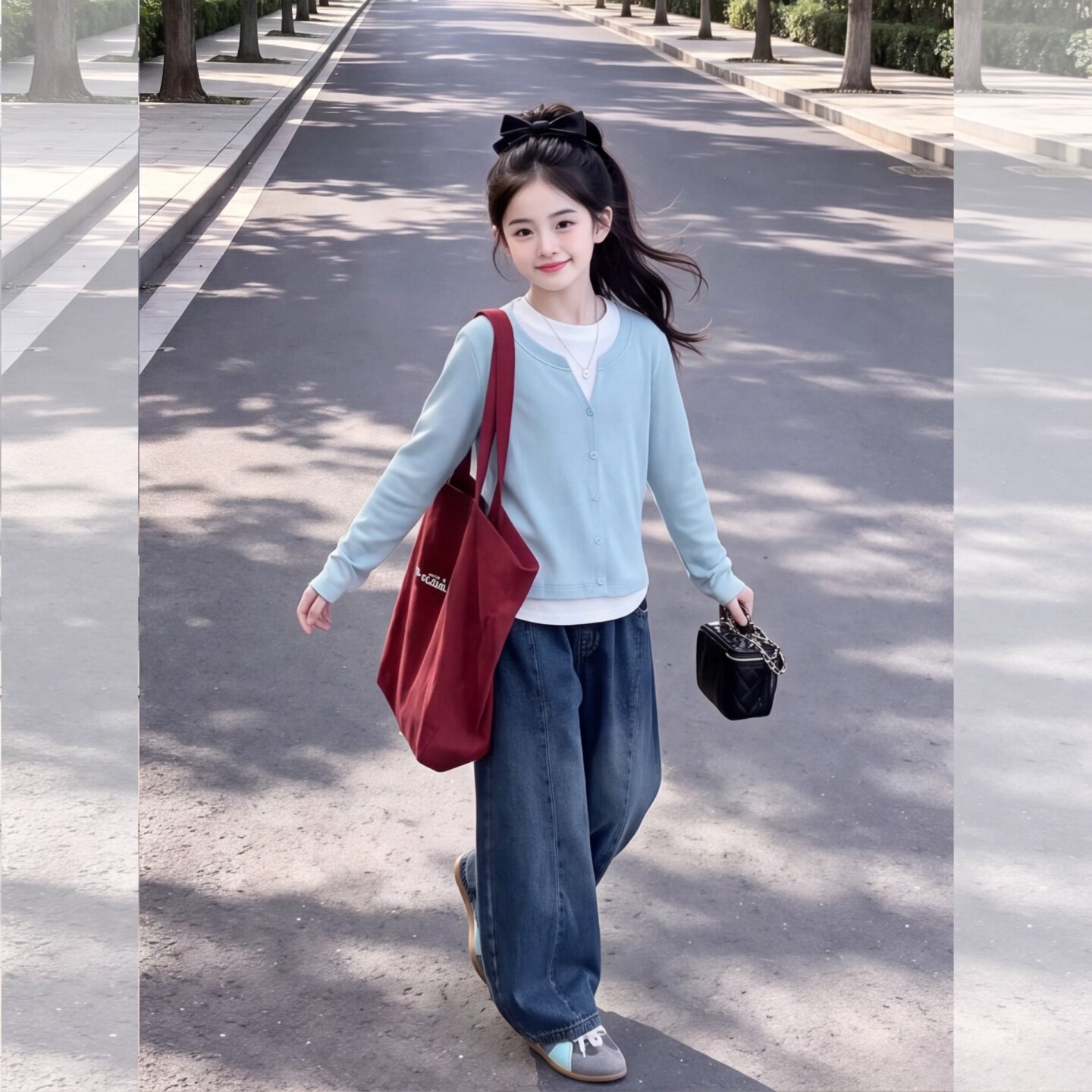 女童t恤长袖秋季套装2026新款儿