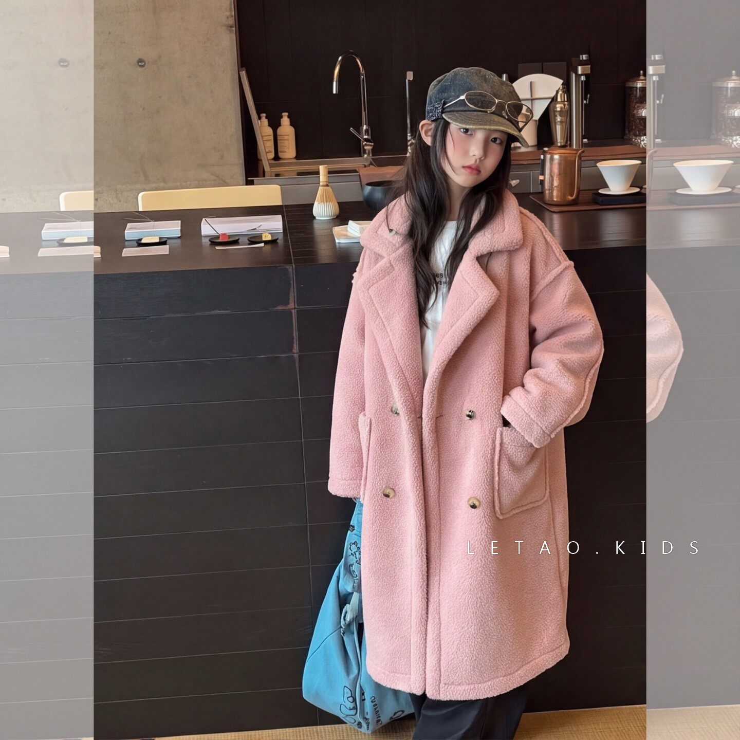 女童皮毛一体大衣外套秋冬款大童