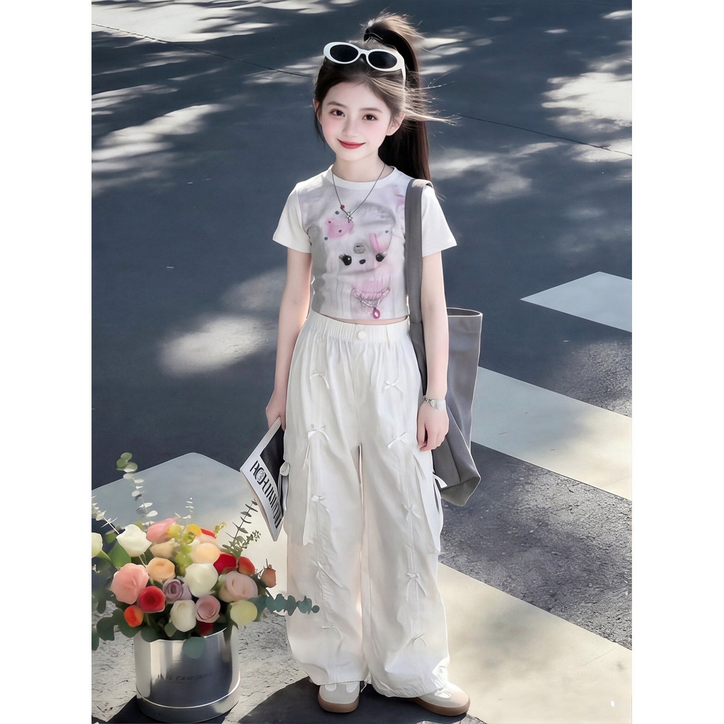 女童裤子儿童工装裤春夏装2026款