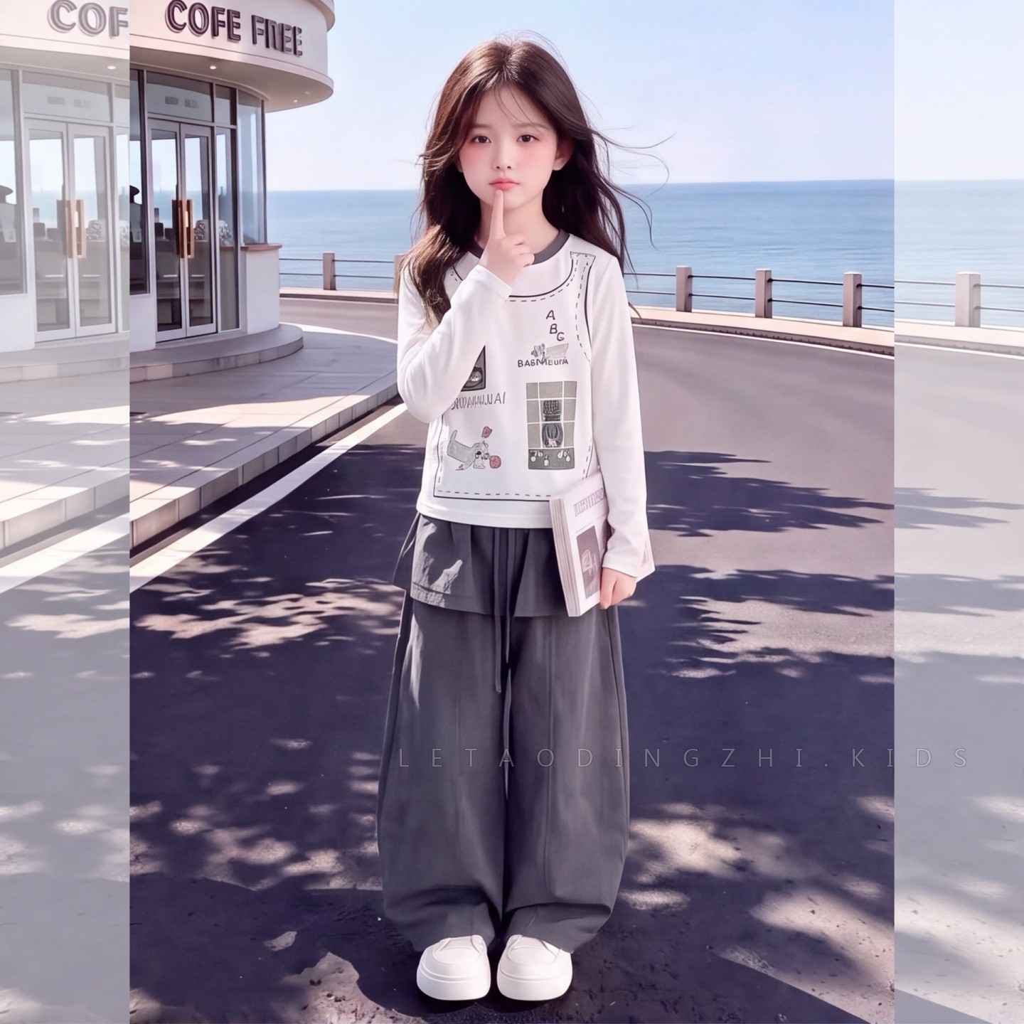 女童春秋长袖T恤工装裤两件套