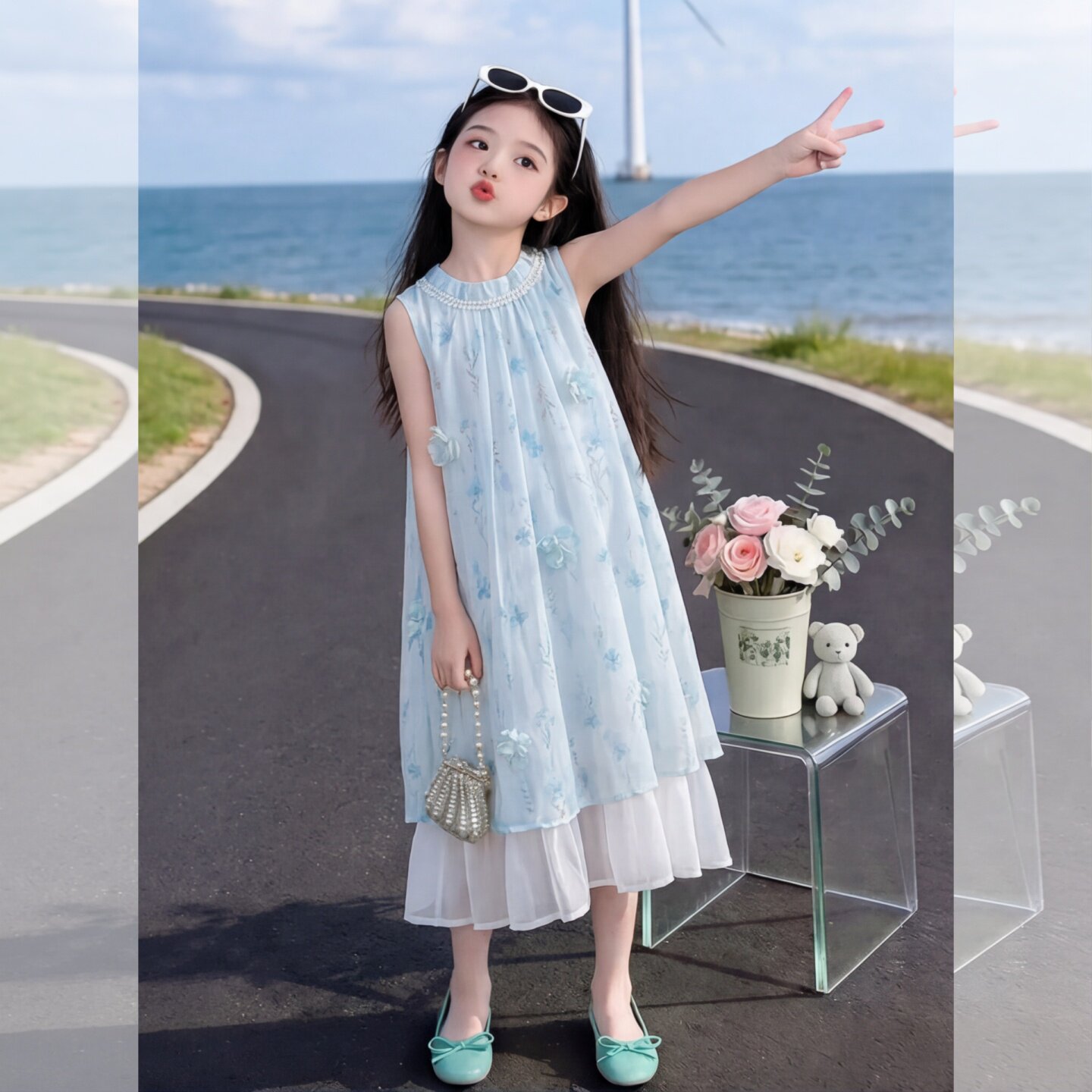 女童中大童日常穿连衣裙小女孩