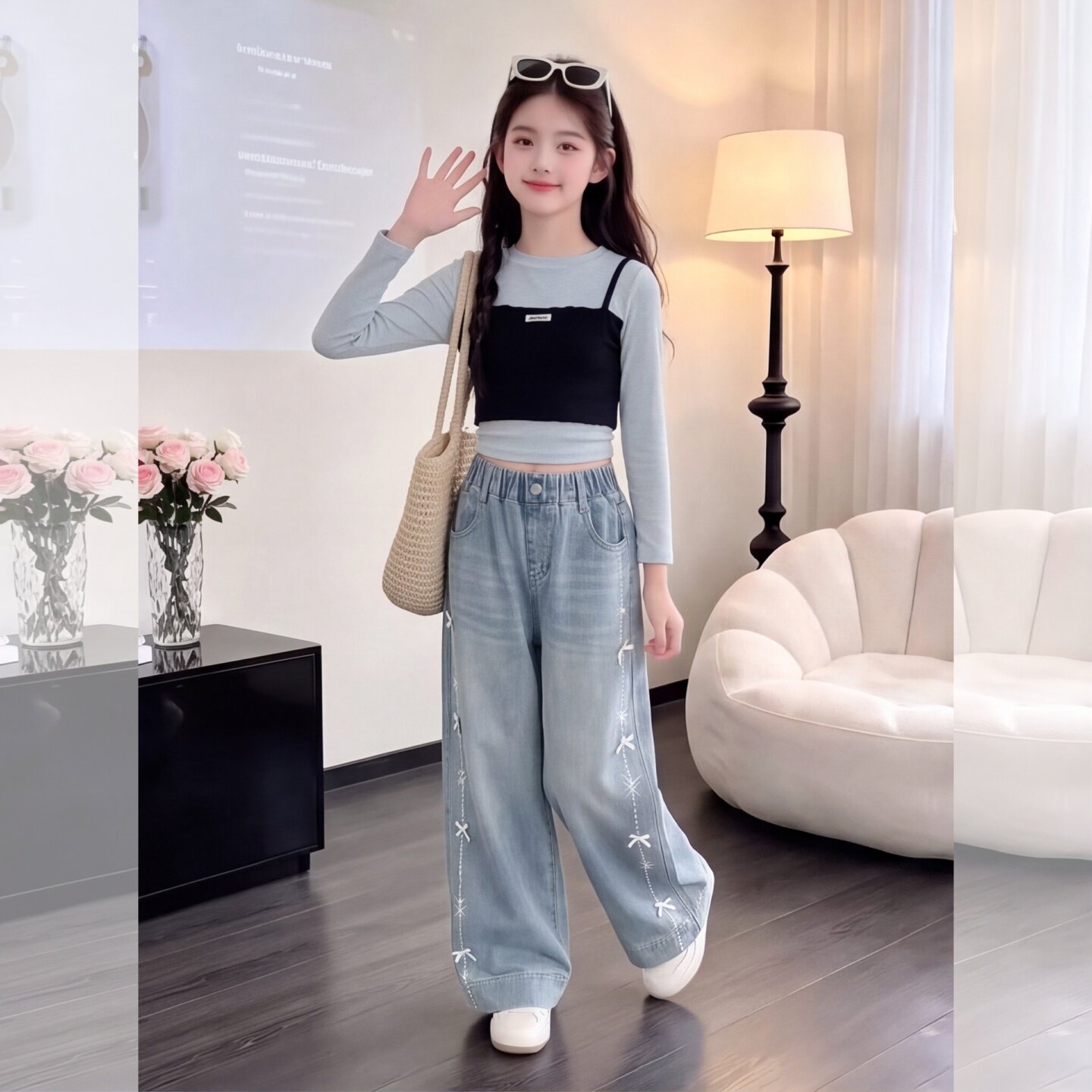 女童牛仔裤秋款2026新款儿童秋装